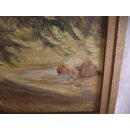 Impressionistisches Ölgemälde, Wanderer an Quelle, sign. A.H. Stärk, 1942