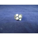 Schöner Silberring mit 4 Perlen und 4 Edelsteinen, 20. Jh.