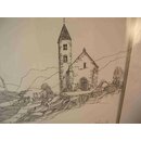 Tuschezeichnung, La Chapelle de tous le Saints, signiert, Kram (19)63
